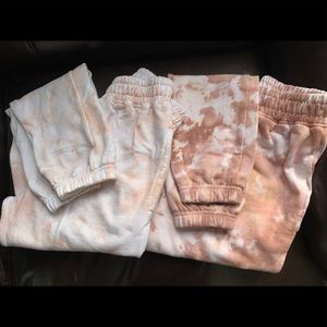 2 pair custom nude tie dye joggers, XS and S